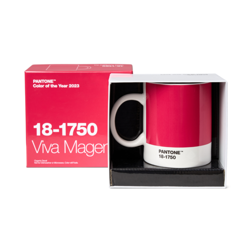 Pantone Porzellan-Kaffeebecher inkl. Geschenkbox VIVA MAGENTA 18-1750, 375 ml